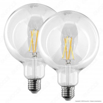 Kit iDual 2 Lampadine LED E27 Cross Filament 9W Globo G125 Changing