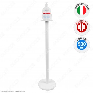 Piantana in Metallo Bianco Supporto da Terra con 1 Flacone da 500ml