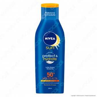 Nivea Sun Latte Solare Protect & Hydrate Crema Idratante Resistente all'Acqua FP 50+ - Flacone da 200ml