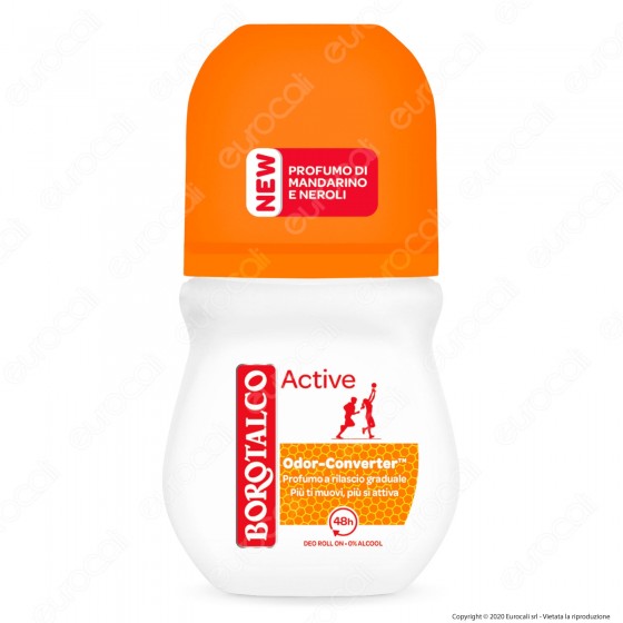 Borotalco Deodorante Roll-On Active Mandarino e Neroli - Flacone da 50ml