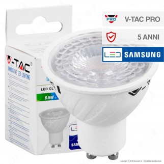 V-Tac PRO VT-227 Lampadina LED GU10 6,5W Faretto Spotlight 38° Chip
