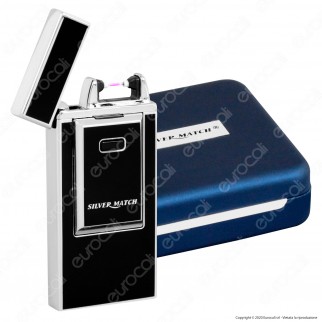 Silver Match Accendino USB in Metallo Antivento Ricaricabile con Arco