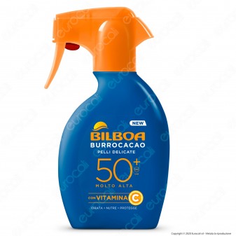 Bilboa Spray Solare Burrocacao Protezione Molto Alta SPF50+ Pelli Delicate - Flacone da 250ml