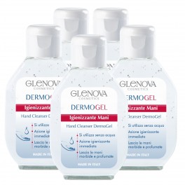 5 Flaconi da 80ml di Glenova Dermogel Gel Igienizzante Mani Alcolico