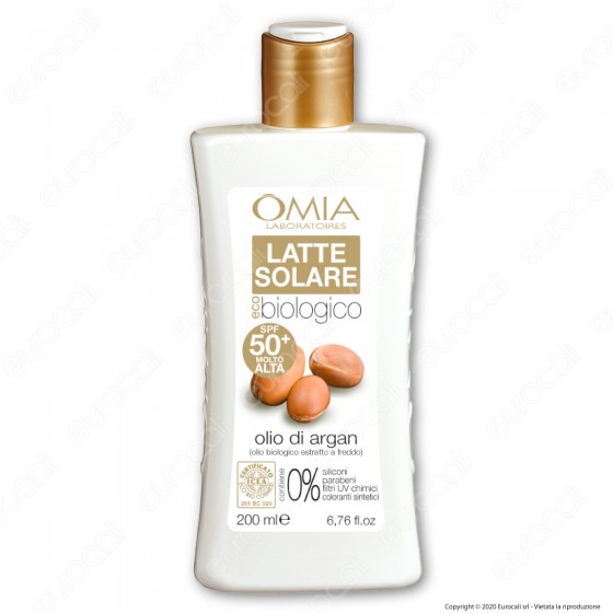 Omia Latte Solare Ecobiologico Olio di Argan SPF 50+ Protezione Molto Omia Latte Solare Ecobiologico Olio di Argan SPF 50+ Protezione Molto
