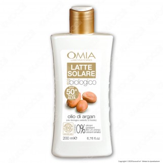 Omia Latte Solare Ecobiologico Olio di Argan SPF 50+ Protezione Molto