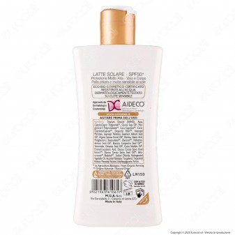 Omia Latte Solare Ecobiologico Olio di Argan SPF 50+ Protezione Molto