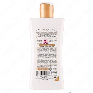 Omia Latte Solare Ecobiologico Olio di Argan SPF 50+ Protezione Molto