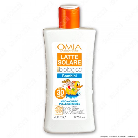 Omia Latte Solare Ecobiologico SPF 30 Protezione Alta per Bambini - Omia Latte Solare Ecobiologico SPF 30 Protezione Alta per Bambini -