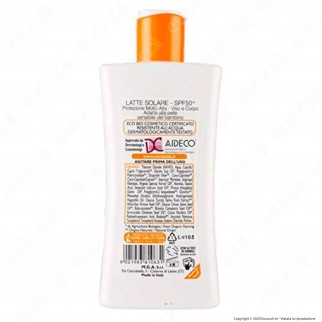 Omia Latte Solare Ecobiologico SPF 50+ Protezione Molto Alta per