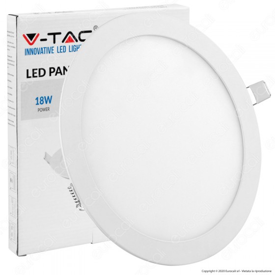 V-Tac VT-1807 RD Pannello LED Rotondo 18W SMD da Incasso con Driver - V-Tac VT-1807 RD Pannello LED Rotondo 18W SMD da Incasso con Driver -