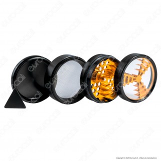 Grinder Tritatabacco 4 Parti in Metallo Nero con Coperchio in Vetro