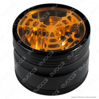 Grinder Tritatabacco 4 Parti in Metallo Nero con Coperchio in Vetro