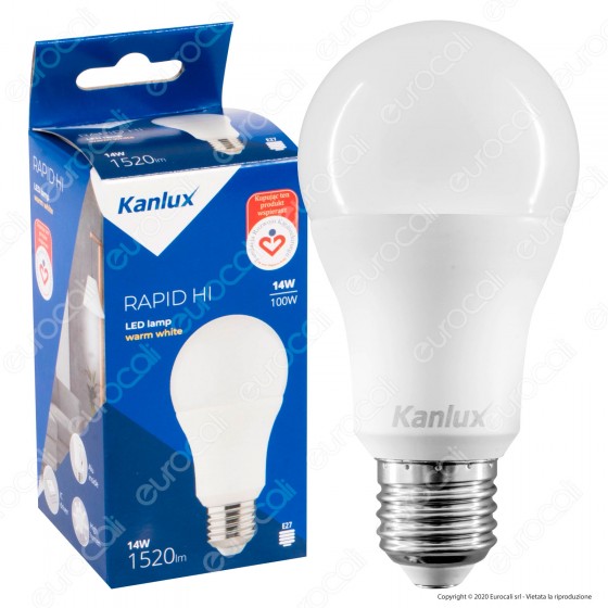 Kanlux RAPID HI Lampadina LED E27 14W Bulb A60 - mod. 32927 / 32926 Kanlux RAPID HI Lampadina LED E27 14W Bulb A60 - mod. 32927 / 32926