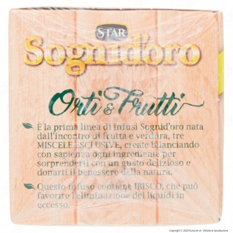 Sogni D'Oro Orti & Frutti Infuso al Gusto di Arancia Carota Ananas con Ibisco - Confezione da 20 Filtri