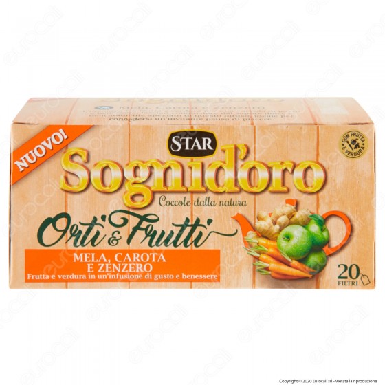 Star Sogni D'Oro Orti & Frutti Infuso al Gusto di Mela Carota Zenzero - Confezione da 20 Filtri