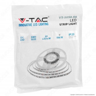 V-Tac VT-5050-60 Striscia LED SMD 5050 24V Multicolore RGB 60LED/metro - Bobina da 5 metri - SKU 2591