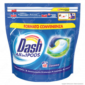 Dash All in 1 Pods Classico Detersivo in Capsule - Confezione da 48