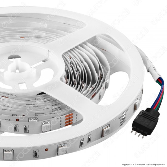 V-Tac Striscia LED 5050 Multicolore RGB 30 LED/metro - Bobina da 5 V-Tac Striscia LED 5050 Multicolore RGB 30 LED/metro - Bobina da 5