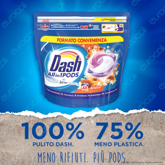 Dash All in 1 Pods all'Ambra Detersivo in Capsule - Confezione da 48