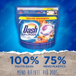 Dash All in 1 Pods all'Ambra Detersivo in Capsule - Confezione da 48