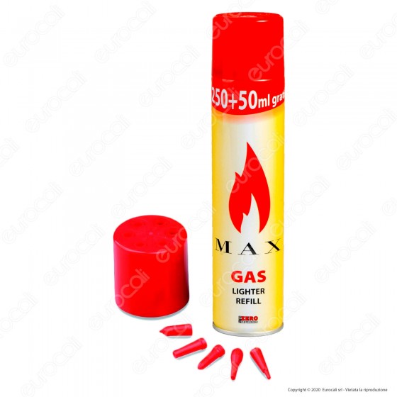 Max Gas Puro per Ricarica Accendini - Bomboletta da 300ml Max Gas Puro per Ricarica Accendini - Bomboletta da 300ml