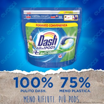 Dash All in 1 Pods Anti Odore Detersivo in Capsule - Confezione da 49