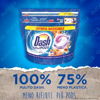 Dash All in 1 Pods all'Ambra Detersivo in Capsule - Confezione da 62