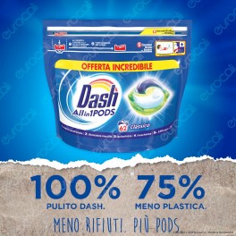 Dash All in 1 Pods Classico Detersivo in Capsule - Confezione da 62
