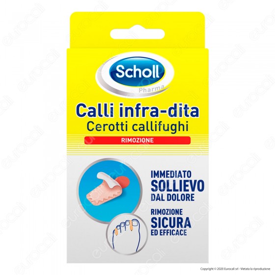 Scholl Cerotti Callifughi Calli Infra-dita - Confezione con 4 Cerotti e 4 Dischetti