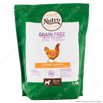 Nutro Grain Free con Pollo Fresco Cibo per Cani Adulti Taglia Medio Grande - Busta da 1,4Kg