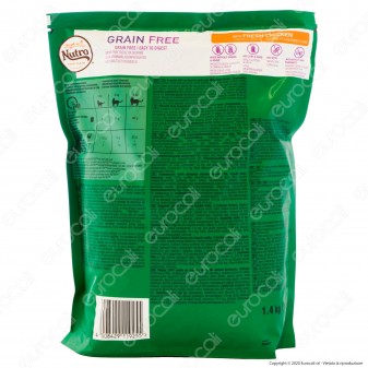 Nutro Grain Free con Pollo Fresco Cibo Secco per Gatti Adulti - Busta