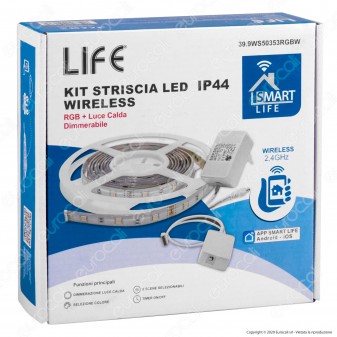 Life Striscia LED Smart Life Wi-Fi 24W 90 LED RGB+W IP44 - mod.