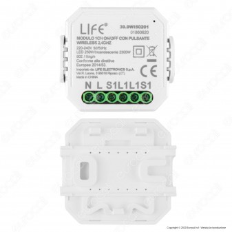 Life Modulo 1CH Ricevitore Interruttore ON/OFF Wi-Fi con Pulsante - mod. 39.9WI50201