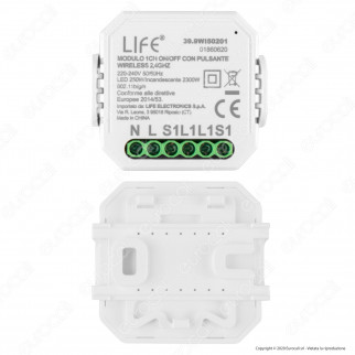 Life Modulo 1CH Ricevitore Interruttore ON/OFF Wi-Fi con Pulsante -