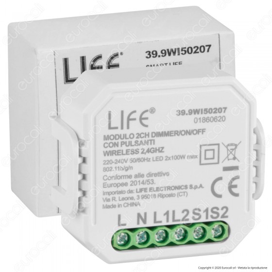 Modulo 2CH Ricevitore Interruttore Dimmer/ON/OFF Wi-fi Life