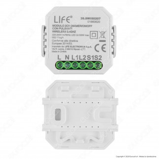 Life Modulo 2CH Ricevitore Interruttore Dimmer/ON/OFF Wi-Fi con