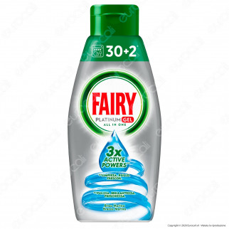 Fairy Platinum Gel detersivo per Lavastoviglie Brezza Marina 32