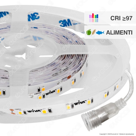 Wiva Striscia LED 2835 Impermeabile Monocolore 60 LED/metro CRI 97 - Wiva Striscia LED 2835 Impermeabile Monocolore 60 LED/metro CRI 97 -
