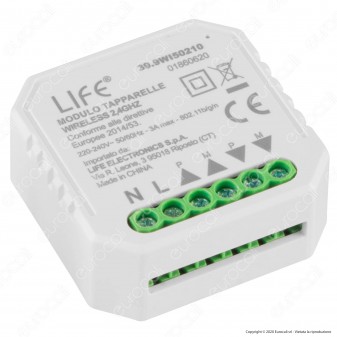 Life Modulo 2CH Tapparelle Wi-Fi 2,4 GHZ 30 Metri - mod. 39.9WI50210