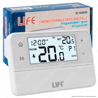 Life Cronotermostato Digitale Programmabile con Display a Batteria -