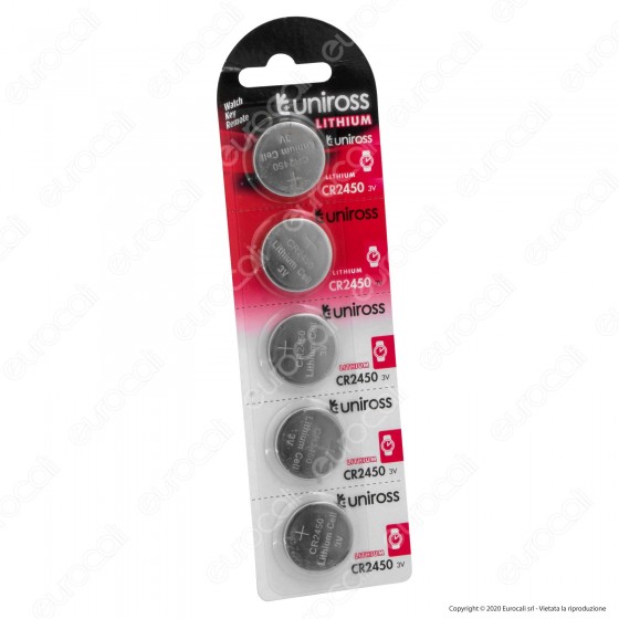 Uniross Lithium Pile al Litio CR2450 3V - Blister da 5 Batterie Uniross Lithium Pile al Litio CR2450 3V - Blister da 5 Batterie