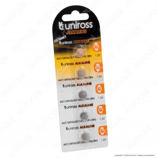 Uniross Pile Alcaline a Bottone AG7 / LR926 / LR927 / G7 / LR57 / 195