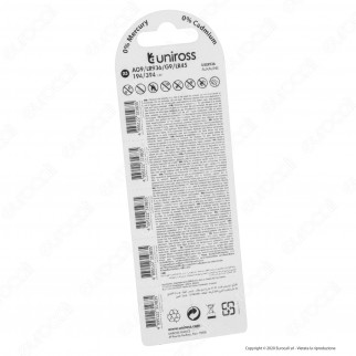 Uniross Pile Alcaline a Bottone AG9 / LR936 / G9 / LR45 / 194 / 394