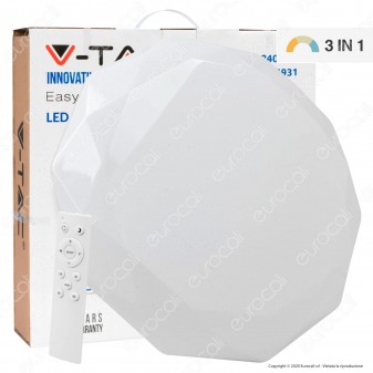 V-Tac VT-8404 Plafoniera LED 60W Forma Circolare Sfaccettata Effetto Cielo Stellato con Telecomando - SKU 14931