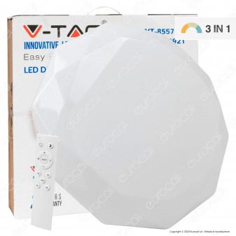 V-Tac VT-8557 Plafoniera LED 60W Forma Circolare Sfaccettata Effetto Cielo Stellato con Telecomando - SKU 14921