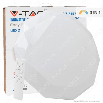 V-Tac VT-8557 Plafoniera LED 30W / 60W Circolare Sfaccettata Effetto