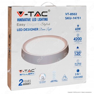 V-Tac VT-8502 Plafoniera LED 3in1 30W / 60 W Forma Circolare con