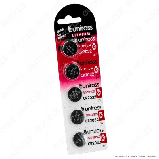 Uniross Lithium Pile al Litio CR2032 3V - Blister da 5 Batterie Uniross Lithium Pile al Litio CR2032 3V - Blister da 5 Batterie