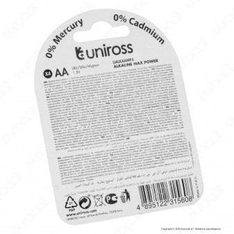 Uniross Pile Alcaline Max Power AA / LR6 / Stilo / Mignon 1,5V -